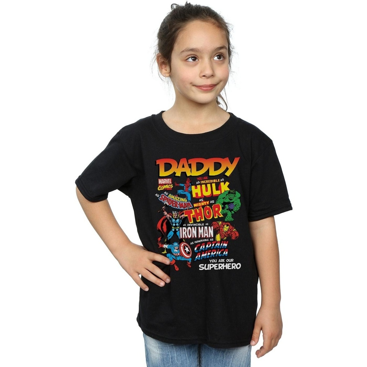 Vêtements Fille T-shirts manches longues Marvel Our Dad Superhero Noir