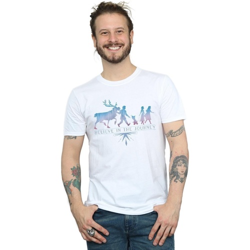 Vêtements Homme T-shirts manches longues Disney Frozen 2 Believe In The Journey Silhouette Blanc