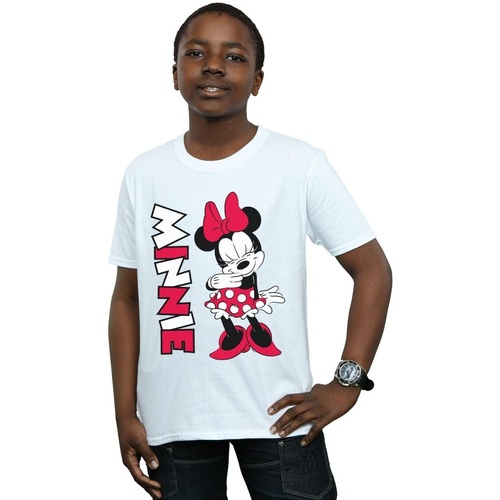 Vêtements Garçon T-shirts manches courtes Disney Minnie Mouse Giggling Blanc