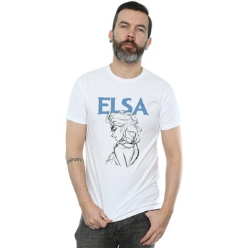 Vêtements Homme T-shirts manches longues Disney Frozen Elsa Profile Sketch Blanc
