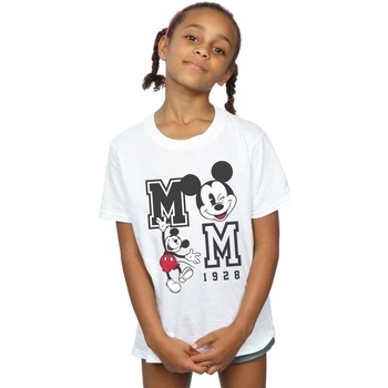 Vêtements Fille T-shirts manches longues Disney Mickey Mouse Jump And Wink Blanc