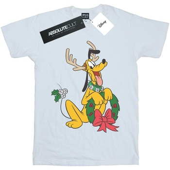 Vêtements Garçon T-shirts manches courtes Disney Pluto Christmas Reindeer Blanc