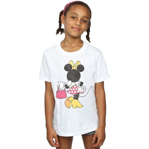 Vêtements Fille T-shirts manches longues Disney Minnie Mouse Back Pose Blanc