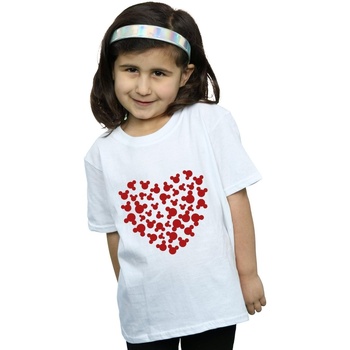 Vêtements Fille T-shirts manches longues Disney Mickey Mouse Heart Silhouette Blanc