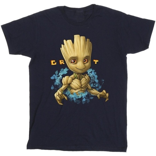 Vêtements Homme T-shirts manches longues Guardians Of The Galaxy Groot Flowers Bleu