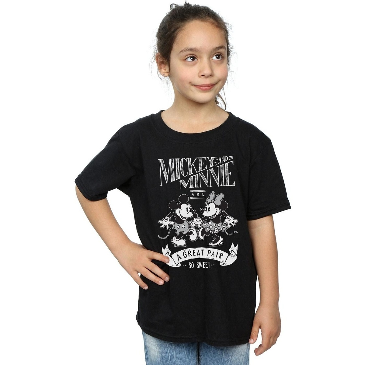 Vêtements Fille T-shirts manches longues Disney Mickey And Minnie Mouse Great Pair Noir