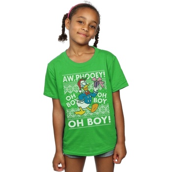 Vêtements Fille T-shirts manches longues Disney Donald Duck Christmas Fair Isle Vert