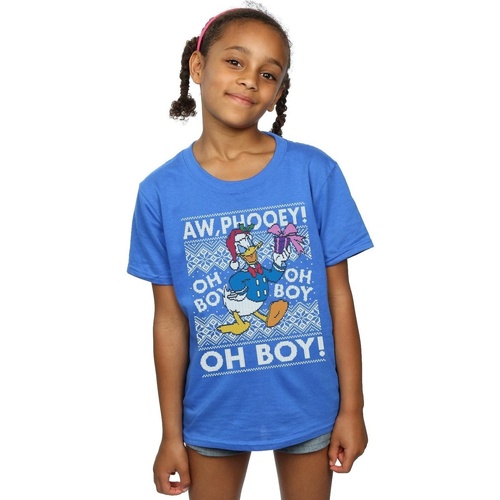 Vêtements Fille T-shirts manches longues Disney Donald Duck Christmas Fair Isle Bleu