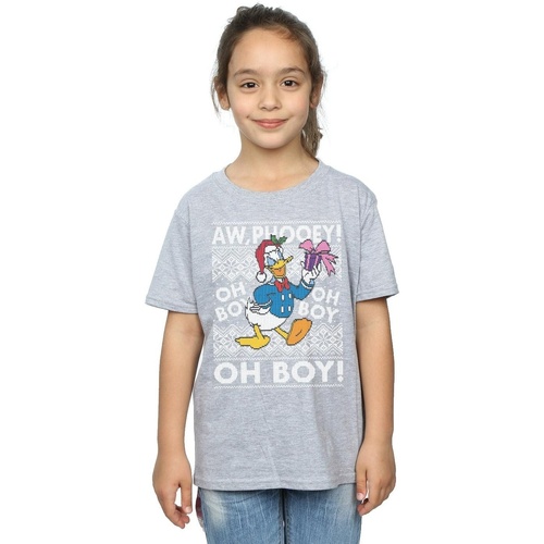 Vêtements Fille T-shirts manches longues Disney Donald Duck Christmas Fair Isle Gris