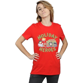 Vêtements Femme T-shirts manches longues Dc Comics Justice League Christmas Delivery Rouge