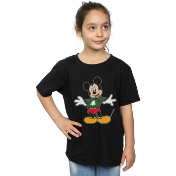 Vêtements Fille T-shirts manches longues Disney Mickey Mouse Christmas Jumper Stroke Noir