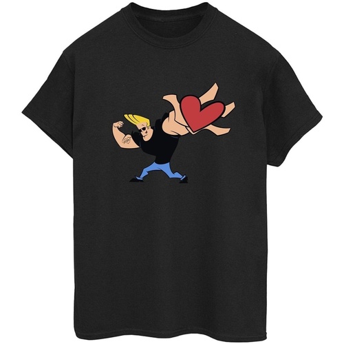 Vêtements Femme T-shirts manches longues Johnny Bravo Heart Present Noir