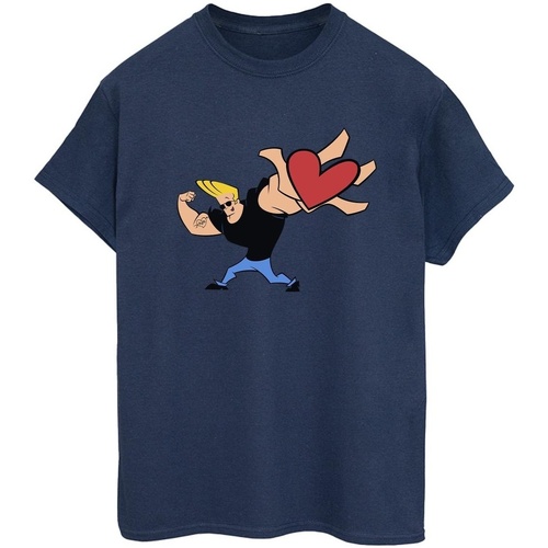 Vêtements Femme T-shirts manches longues Johnny Bravo Heart Present Bleu