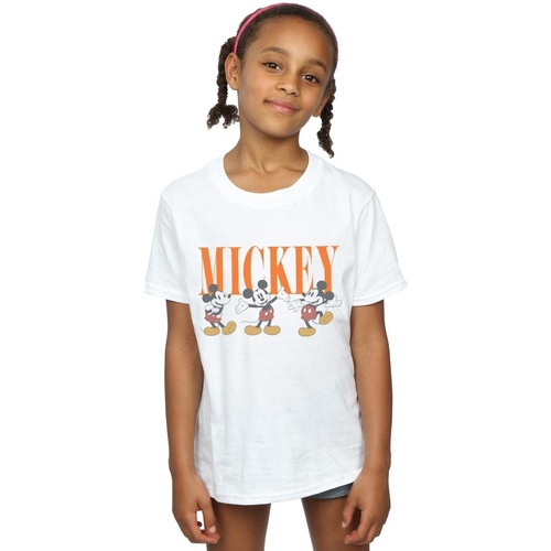 Vêtements Fille T-shirts manches longues Disney Mickey Mouse Poses Blanc
