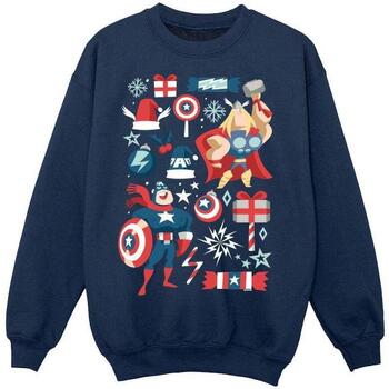 Vêtements Garçon Sweats Marvel Thor And Captain America Christmas Day Bleu