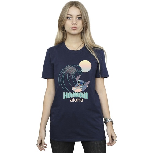 Vêtements Femme T-shirts manches longues Disney Lilo And Stitch Hawaii Bleu