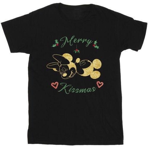 Vêtements Fille T-shirts manches longues Disney Mickey Mouse Merry Kissmas Noir