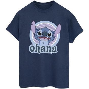 Vêtements Femme T-shirts manches longues Disney Lilo And Stitch Ohana Circle Bleu