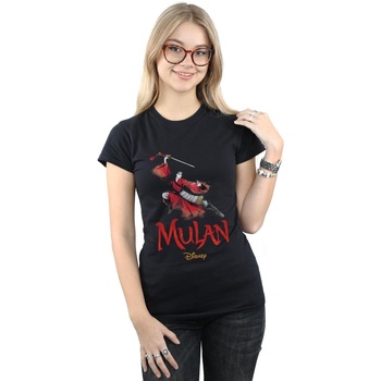 Vêtements Femme T-shirts manches longues Disney Mulan Movie Pose Noir