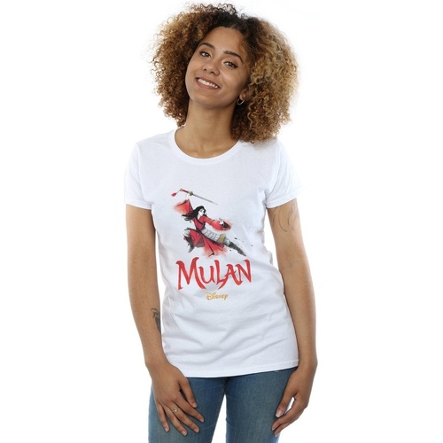 Vêtements Femme T-shirts manches longues Disney Mulan Movie Pose Blanc