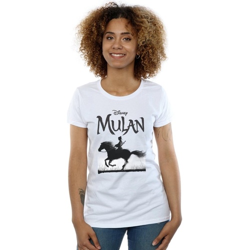 Vêtements Femme T-shirts manches longues Disney Mulan Movie Mono Horse Blanc