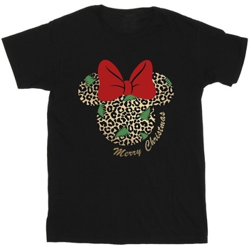 Vêtements Fille T-shirts manches longues Disney Minnie Mouse Leopard Christmas Noir
