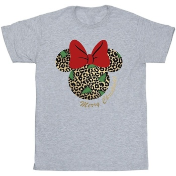 Vêtements Fille T-shirts manches longues Disney Minnie Mouse Leopard Christmas Gris