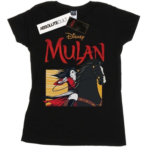 Vêtements Femme T-shirts manches longues Disney Mulan Movie Horse Frame Noir