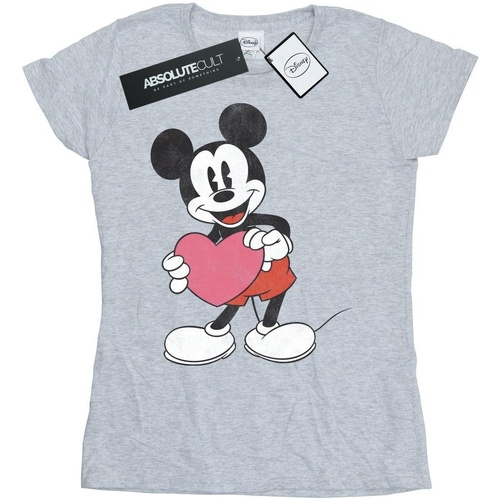 Vêtements Femme T-shirts manches longues Disney Mickey Mouse Valentine Heart Gris