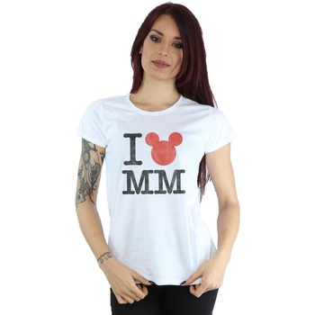 Vêtements Femme T-shirts manches longues Disney I Love Mickey Mouse Blanc
