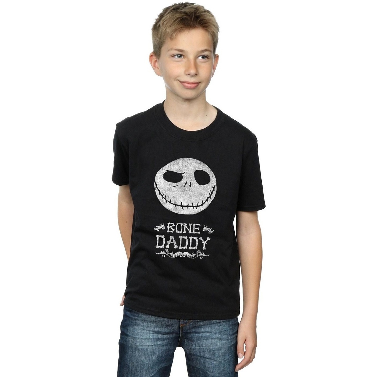 Vêtements Garçon T-shirts manches courtes Disney Nightmare Before Christmas Bone Daddy Noir