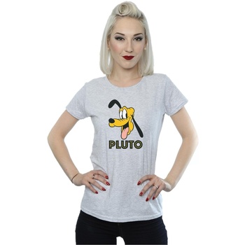 Vêtements Femme T-shirts manches longues Disney Pluto Face Gris