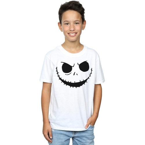 Vêtements Garçon T-shirts manches courtes Disney Nightmare Before Christmas Jack's Face Bold Blanc
