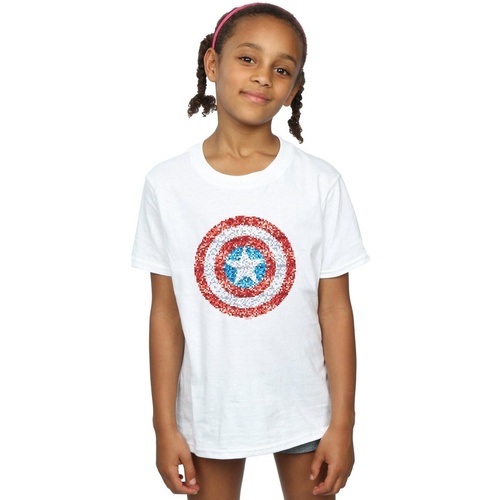 Vêtements Fille T-shirts manches longues Marvel Captain America Pixelated Shield Blanc