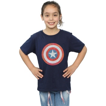 Vêtements Fille T-shirts manches longues Marvel Captain America Sketched Shield Bleu