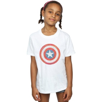Vêtements Fille T-shirts manches longues Marvel Captain America Sketched Shield Blanc