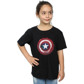 Vêtements Fille T-shirts manches longues Marvel Captain America Splatter Shield Noir
