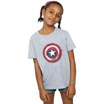 Vêtements Fille T-shirts manches longues Marvel Captain America Splatter Shield Gris