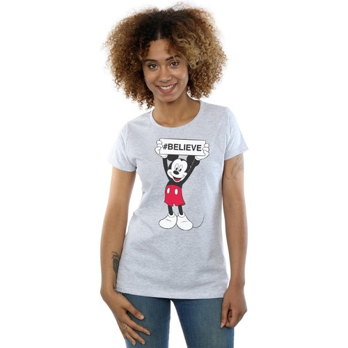 Vêtements Femme T-shirts manches longues Disney Mickey MouseBelieve Gris