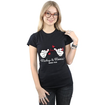 Vêtements Femme T-shirts manches longues Disney Mickey Mouse Love Hands Noir