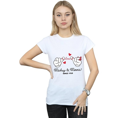 Vêtements Femme T-shirts manches longues Disney Mickey Mouse Love Hands Blanc