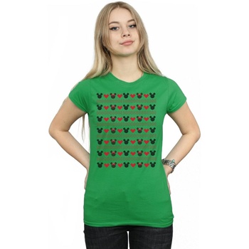 Vêtements Femme T-shirts manches longues Disney Mickey And Minnie Christmas Hearts Vert