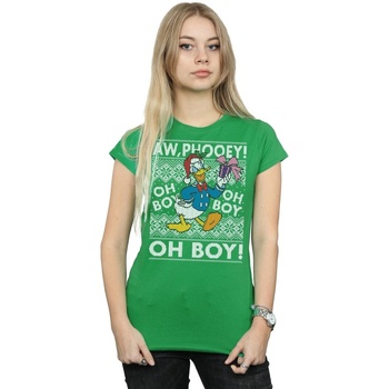 Vêtements Femme T-shirts manches longues Disney Donald Duck Christmas Fair Isle Vert