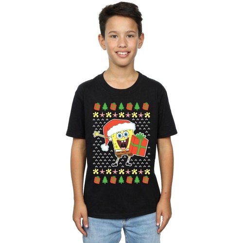 Vêtements Garçon T-shirts manches courtes Spongebob Squarepants Ugly Christmas Noir