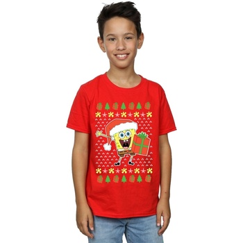 Vêtements Garçon T-shirts manches courtes Spongebob Squarepants Ugly Christmas Rouge