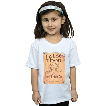 Vêtements Fille T-shirts manches longues Marvel The Mighty Thor False Thor Poster Blanc