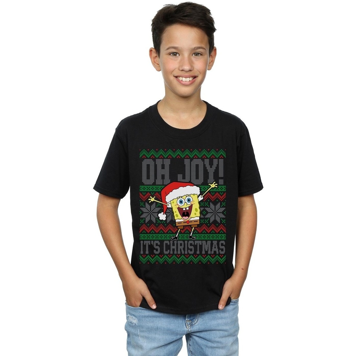 Vêtements Garçon T-shirts manches courtes Spongebob Squarepants Oh Joy! Christmas Fair Isle Noir