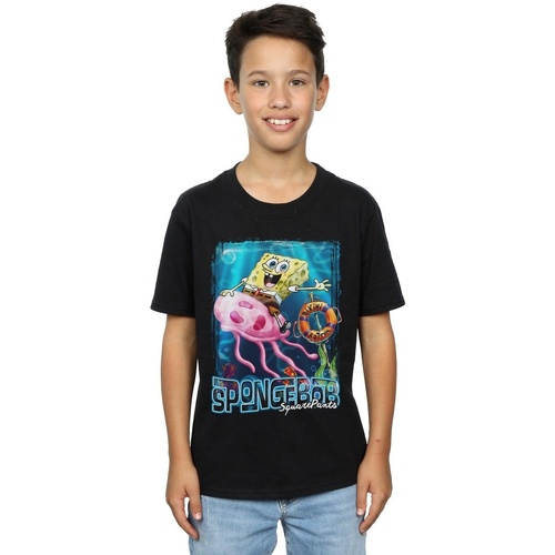 Vêtements Garçon T-shirts manches courtes Spongebob Squarepants Jellyfish Riding Noir