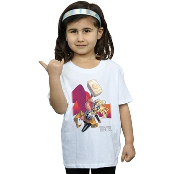 Vêtements Fille T-shirts manches longues Marvel The Mighty Thor Mjolnir Blanc