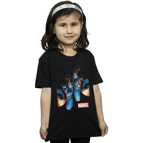 Vêtements Fille T-shirts manches longues Marvel Falcon And Captain America Side By Side Noir